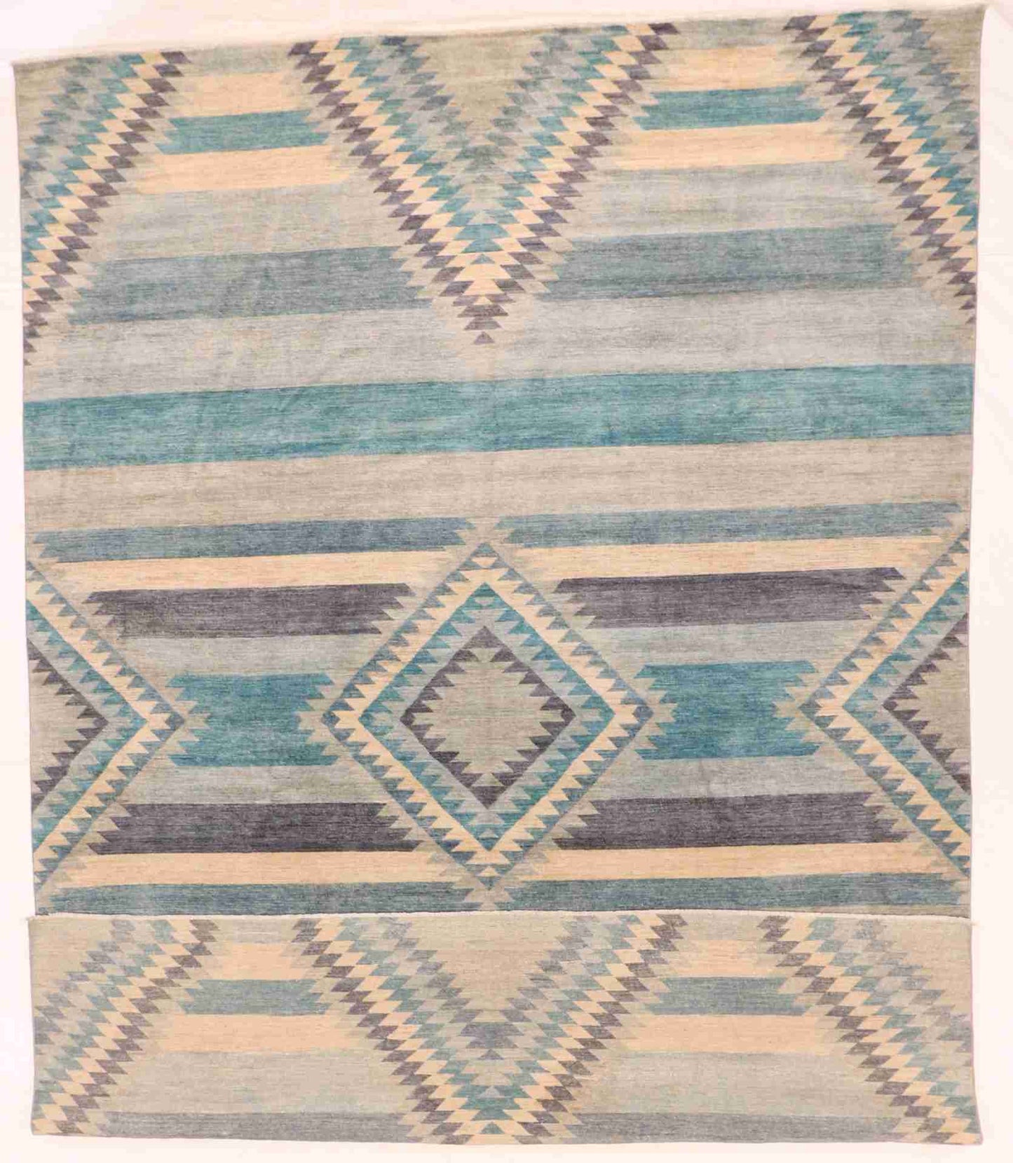 W 9.10 - L 13.10 - Mountain Modern Wool Western Rectangle - Finest Hand-Knotted Quality Wool - 64049