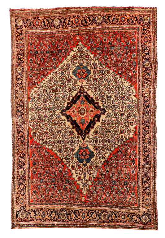 W 7.8 L 11.6 Bijar 100% Wool Handmade Geometric Design - 64069