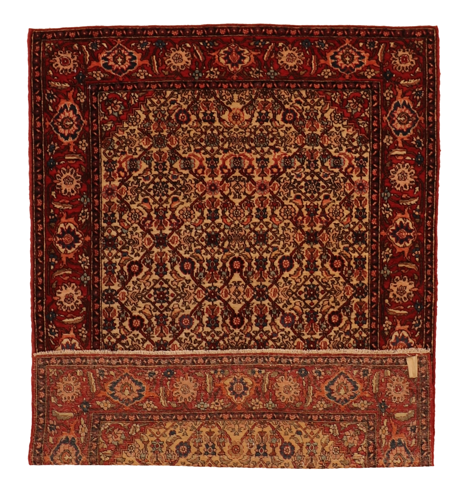 W 3.3 L 4.9 Isfahan Antique 100% Wool Hand-Woven All-Over Design - 64074
