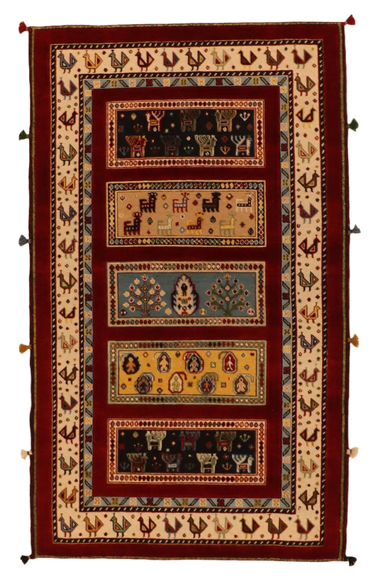 3 x 5.1 - Baluch Wool All Over Rectangle - Finest Hand-Knotted Quality Wool — 64075