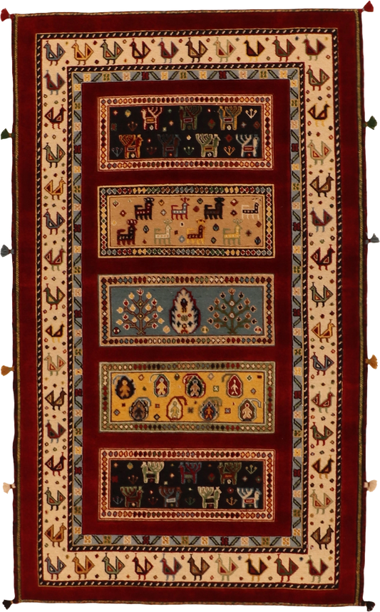 W 3 L 5.1 Baluch 100% Wool Hand-Woven All-Over Design - 64075