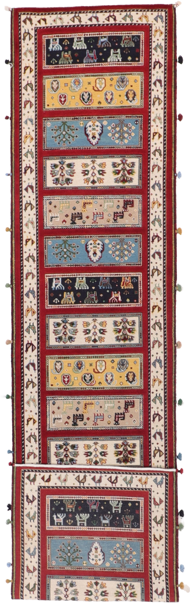 W 2.8 L 11.10 Lori Runner 100% Wool Hand-Woven All-Over Design - 64102