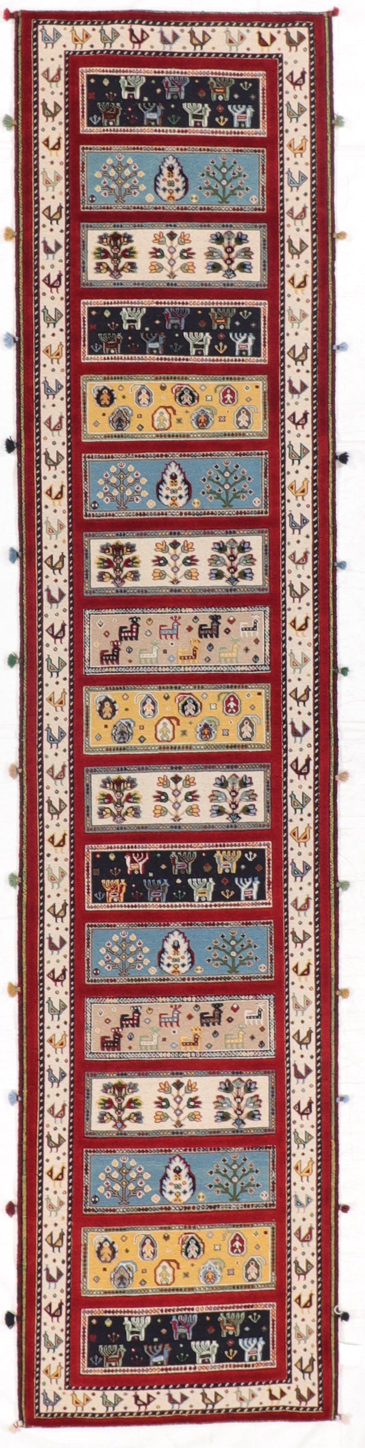 W 2.8 L 11.10 Lori Runner 100% Wool Handmade India All Over Design - 64102