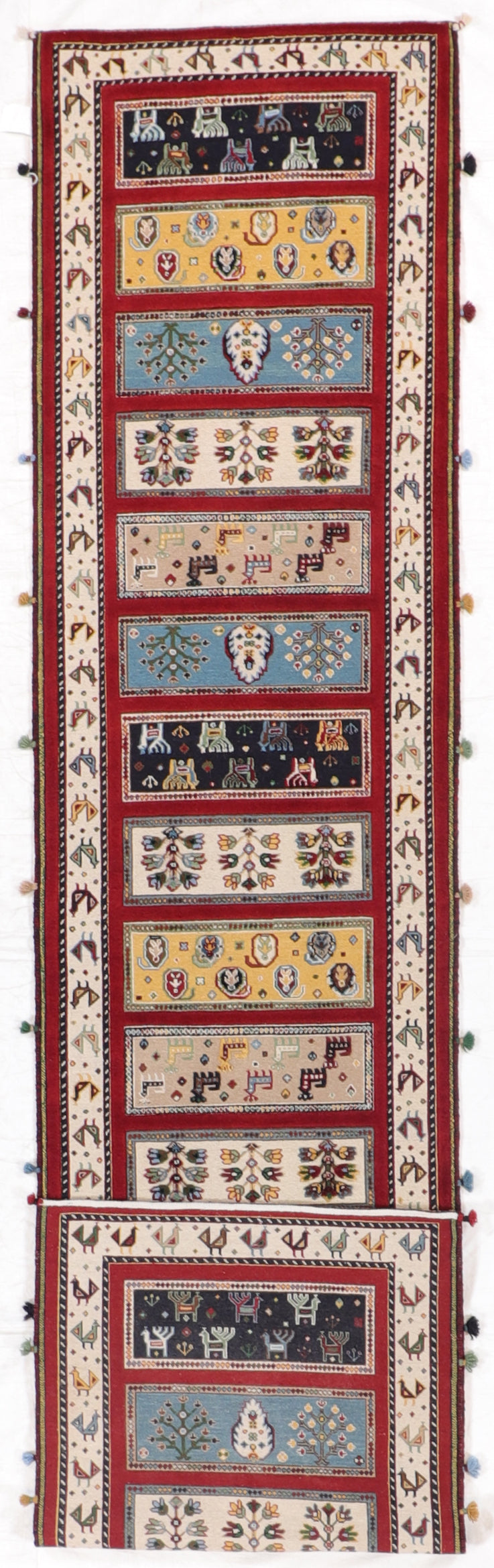 W 2.8 L 11.10 Lori Runner 100% Wool Handmade India All Over Design - 64102