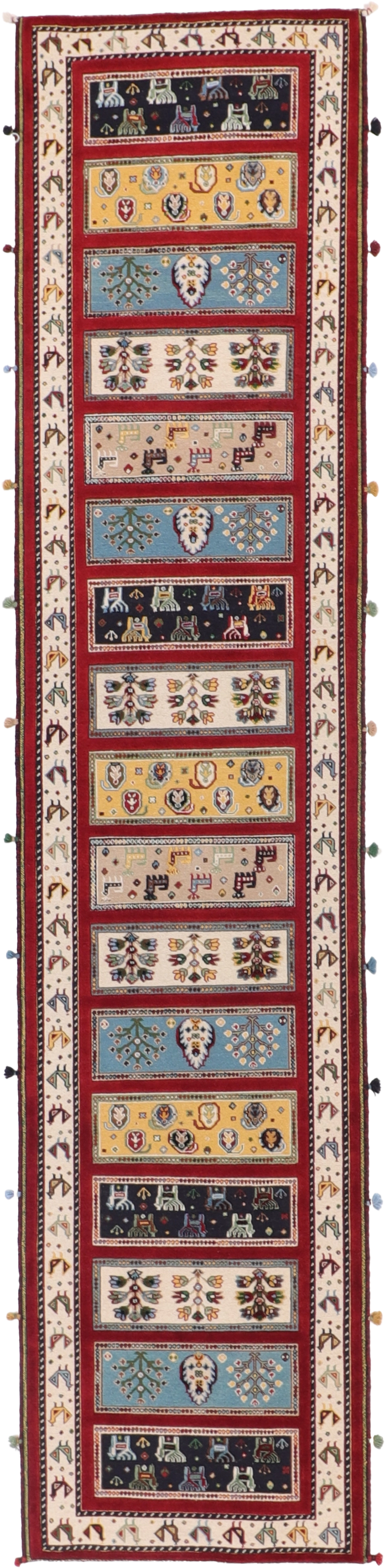 W 2.8 L 11.10 Lori Runner 100% Wool Hand-Woven All-Over Design - 64102