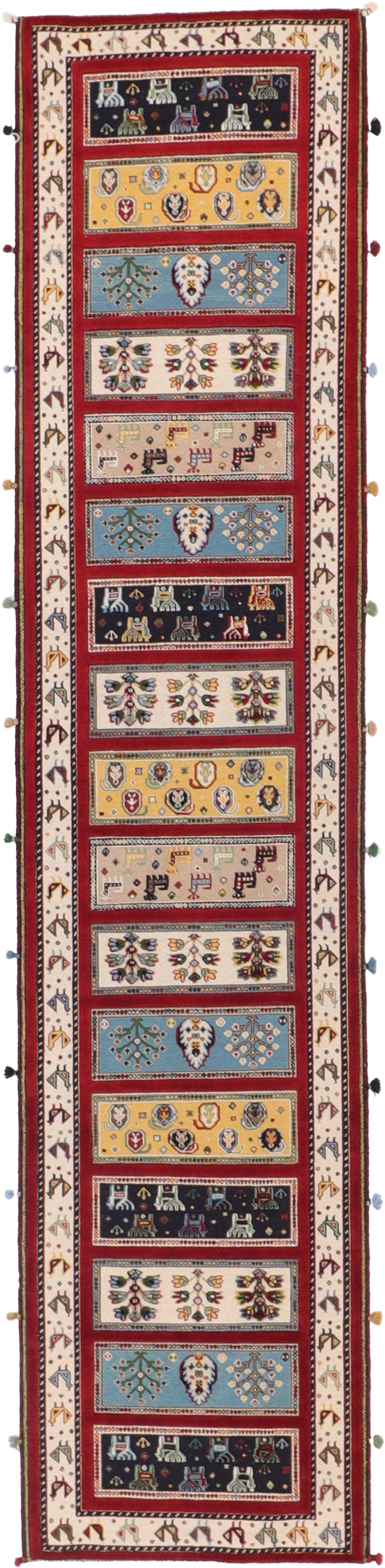 W 2.8 L 11.10 Lori Runner 100% Wool Hand-Woven All-Over Design - 64102