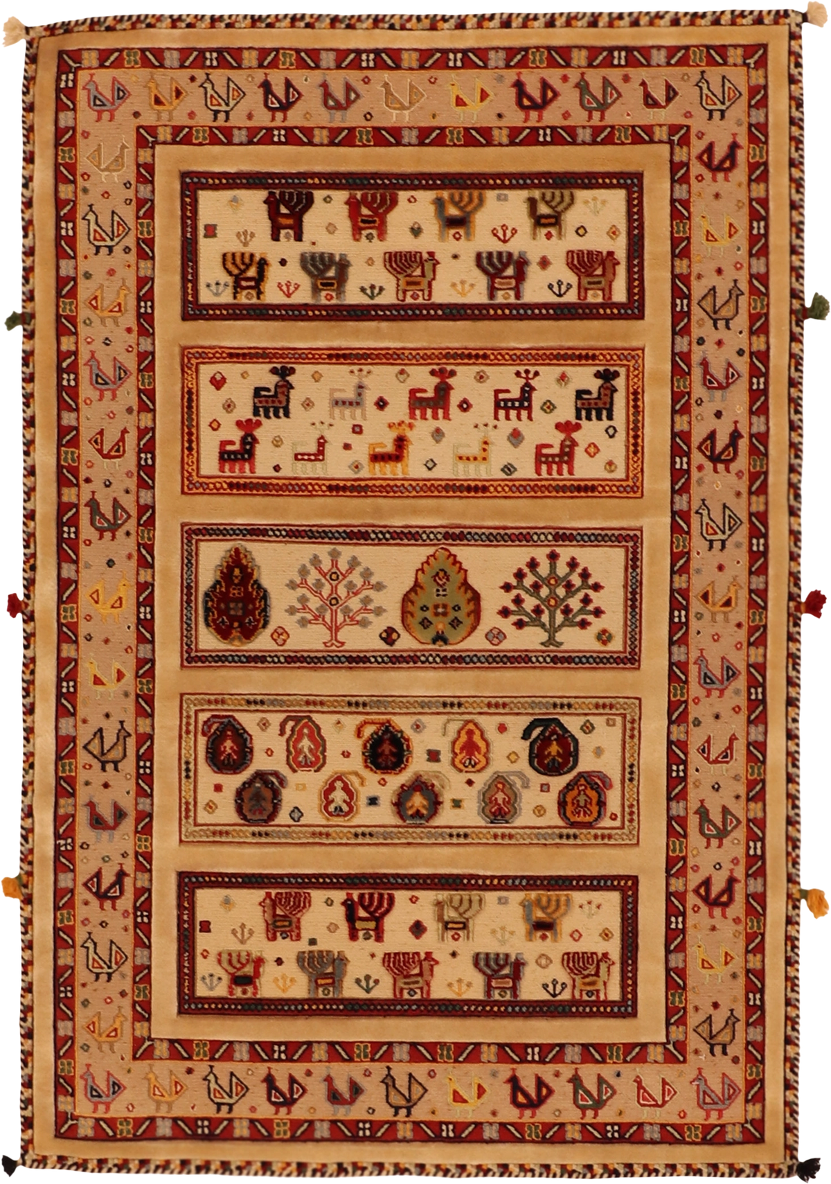 W 3.4 L 5 Lori 100% Wool Hand-Woven All-Over Design - 64104