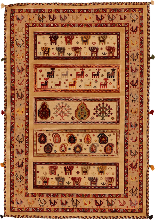 W 3.4 L 5 Lori 100% Wool Hand-Woven All-Over Design - 64104