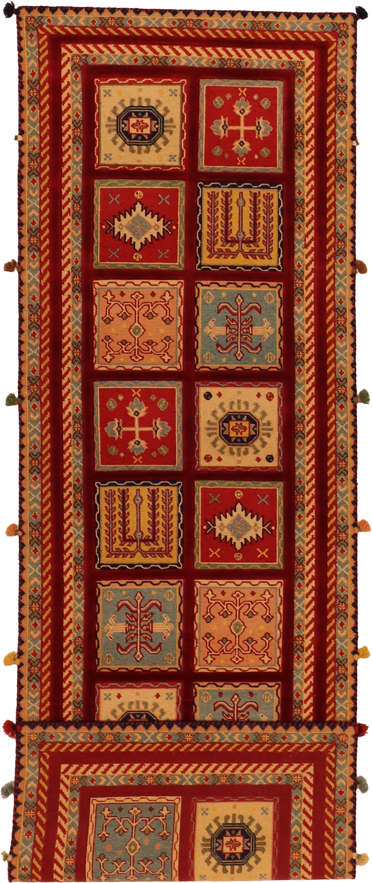 W 2.8 L 8.3 Bakhtiarie Runner 100% Wool Hand-Woven All-Over Design - 64108