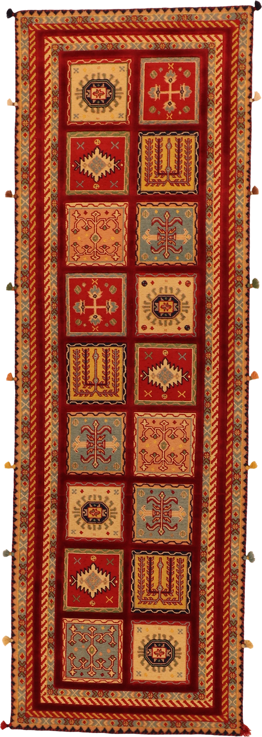 W 2.8 L 8.3 Bakhtiarie Runner 100% Wool Hand-Woven All-Over Design - 64108