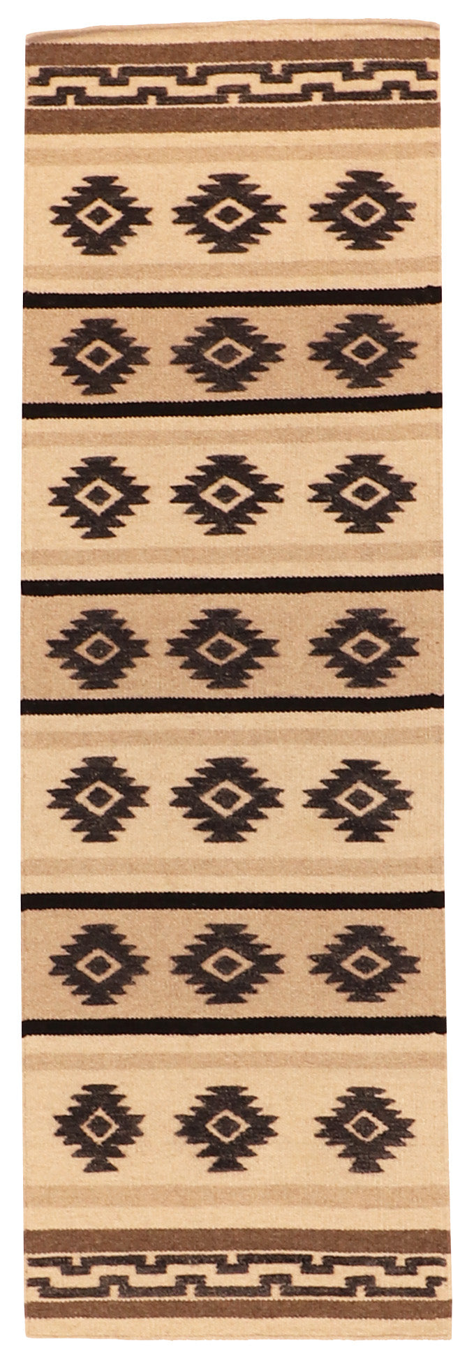 W 2.7 L 8 Mountain Modern Runner 100% Wool Handmade India Geometric Design - 64118
