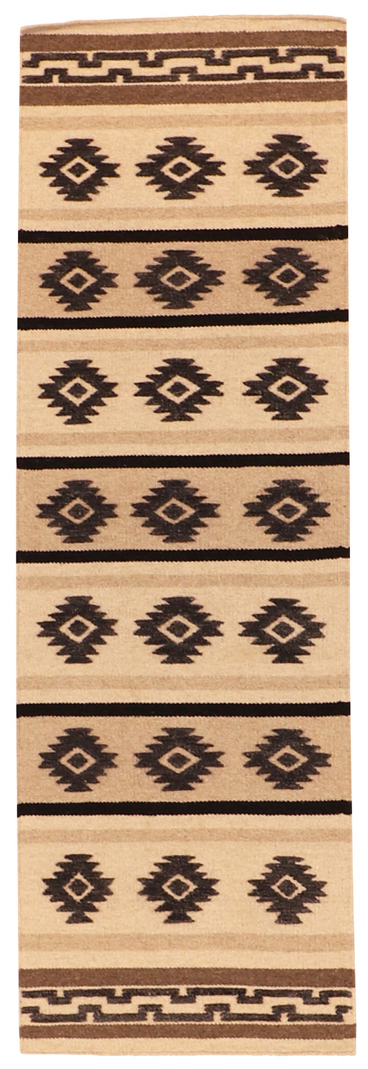 W 2.7 L 8 Mountain Modern Runner 100% Wool Handmade India Geometric Design - 64118