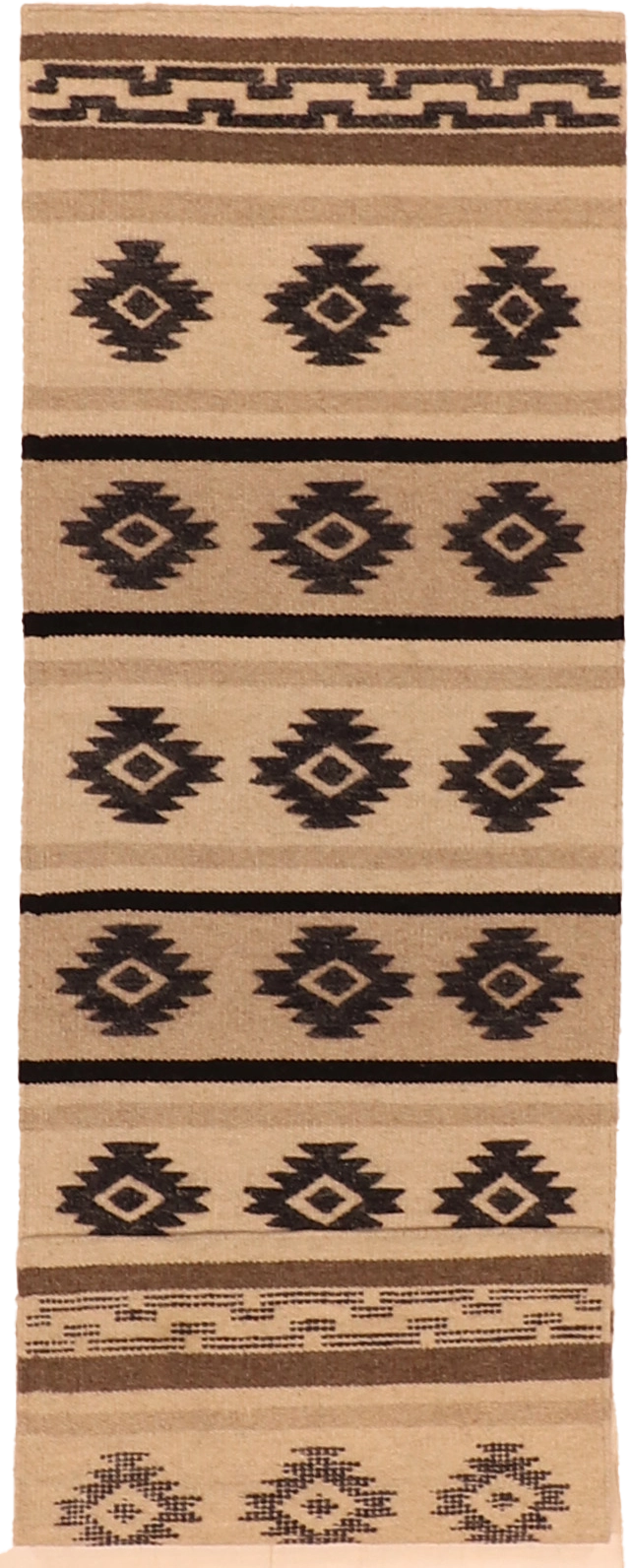 W 2.7 L 8 Mountain Modern Runner 100% Wool Hand-Woven Geometric Design - 64118