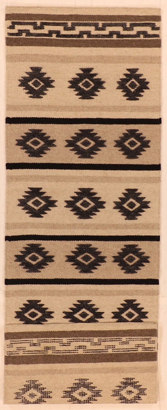 W 2.7 L 8 Mountain Modern Runner 100% Wool Handmade India Geometric Design - 64118