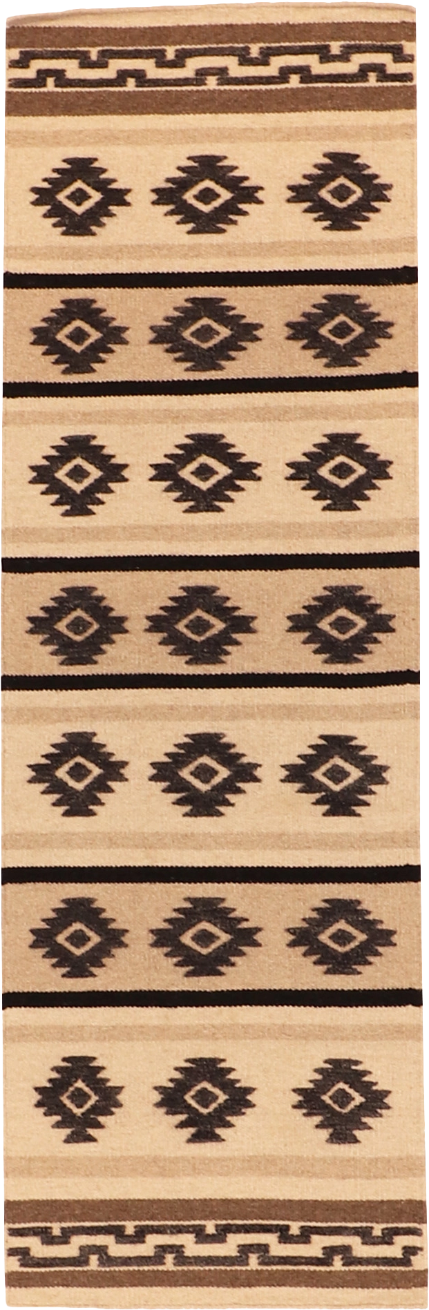 W 2.7 L 8 Mountain Modern Runner 100% Wool Hand-Woven Geometric Design - 64118