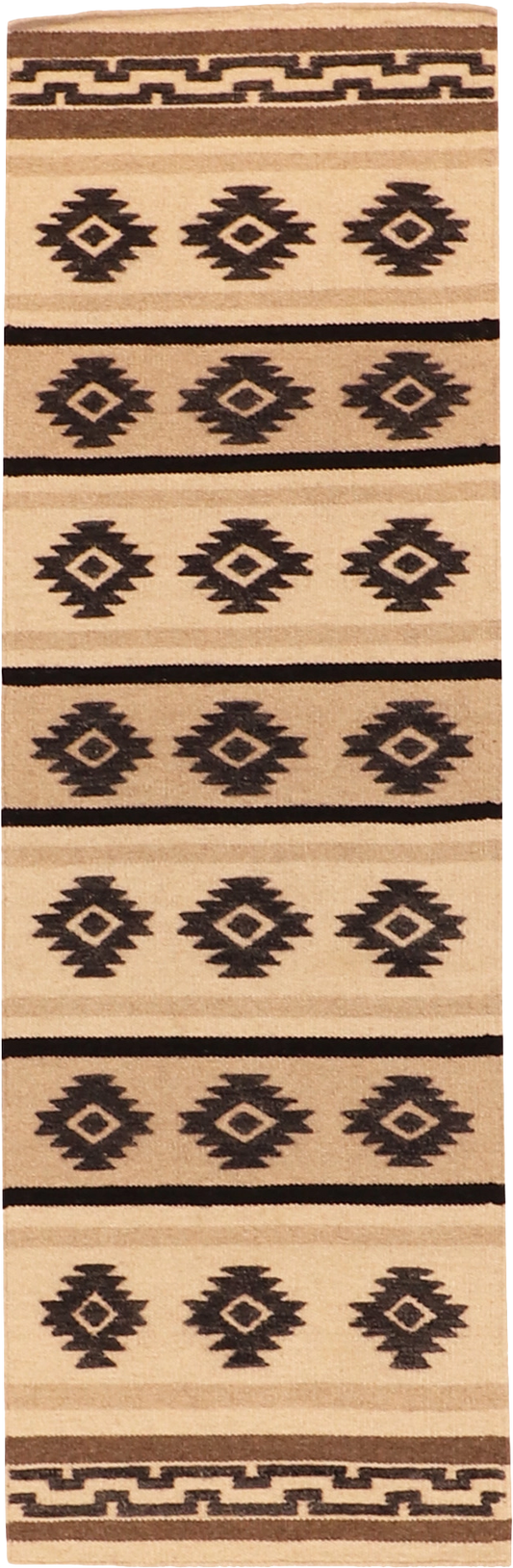 W 2.7 L 8 Mountain Modern Runner 100% Wool Hand-Woven Geometric Design - 64118