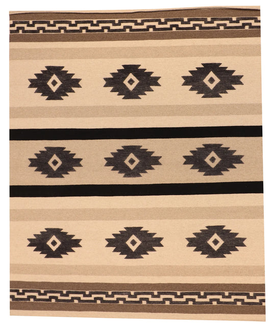W 9 L 12 Mountian Modern 100% Wool Hand-Woven All-Over Design - 64127