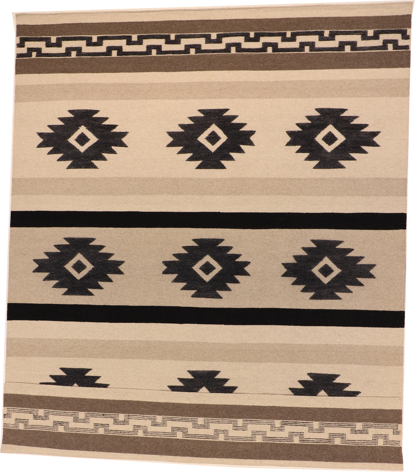 W 9 L 12 Mountian Modern 100% Wool Hand-Woven All-Over Design - 64127