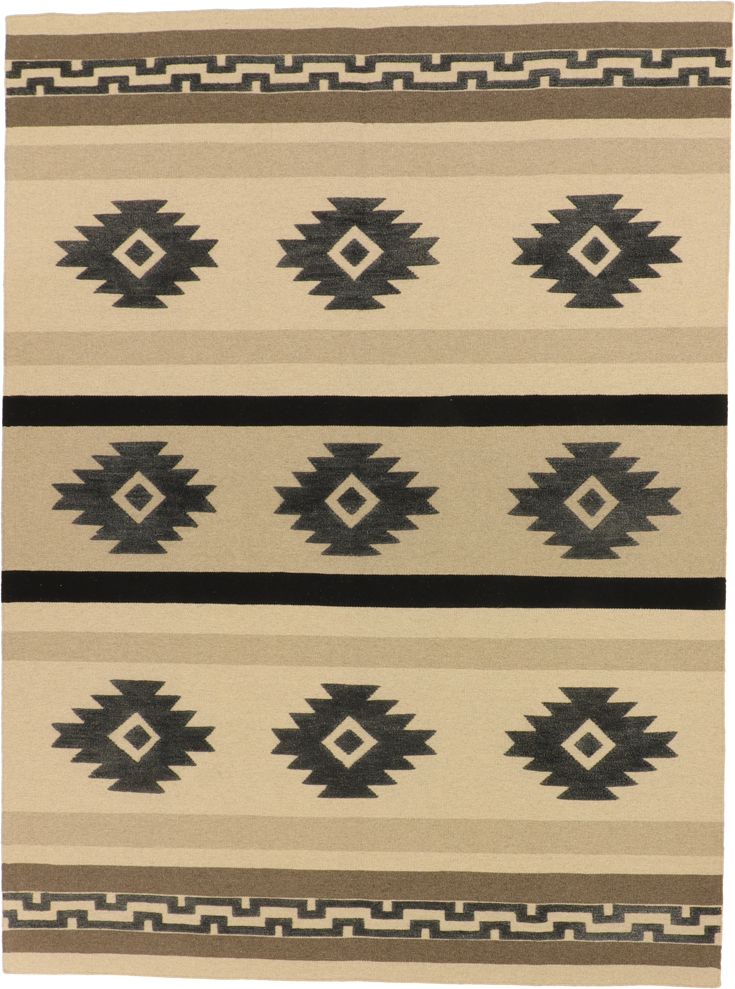 W 9 L 12 Mountain Modern 100% Wool Hand-Woven All-Over Design - 64128