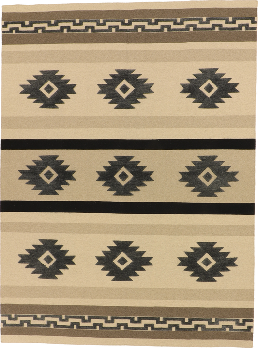 W 9 L 12 Mountain Modern 100% Wool Hand-Woven All-Over Design - 64128