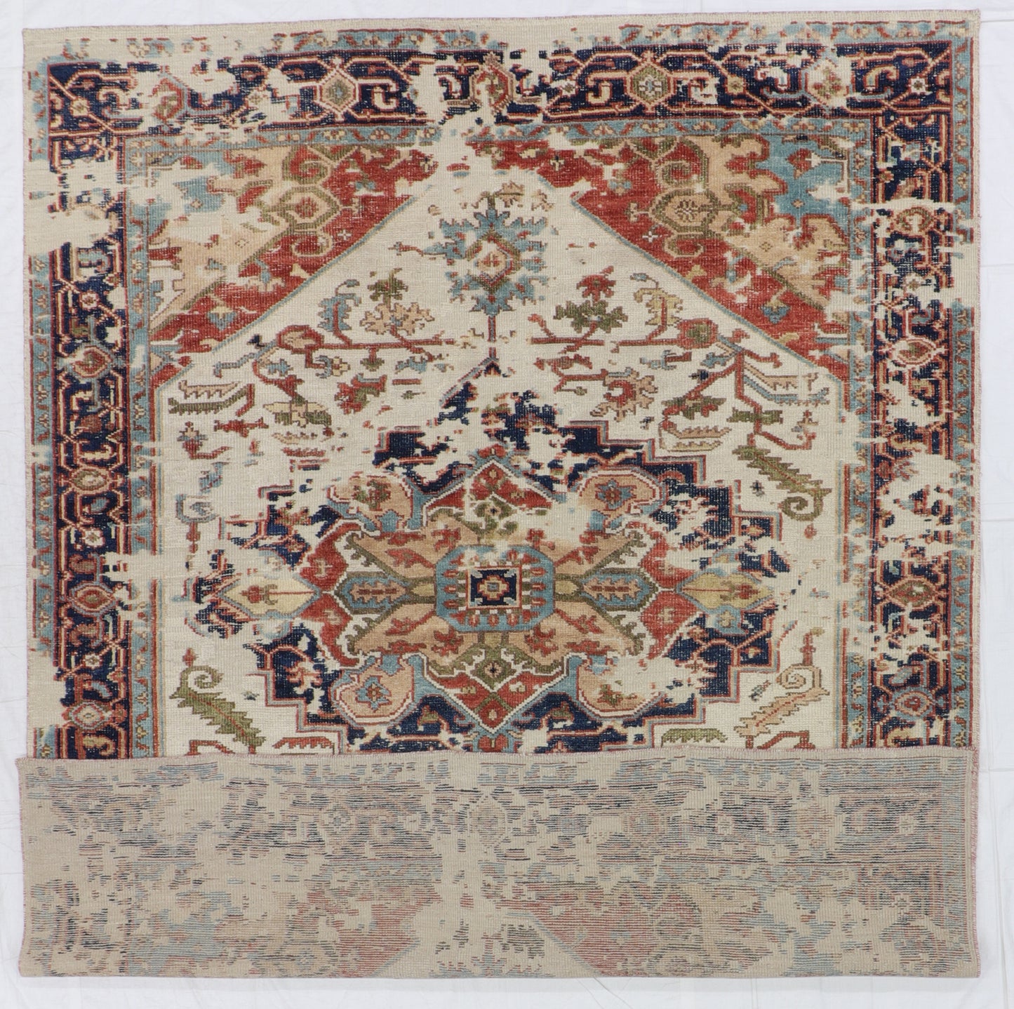 W 9.3 L 11.11 Serapie 100% Wool Handmade India All Over Design - 64132