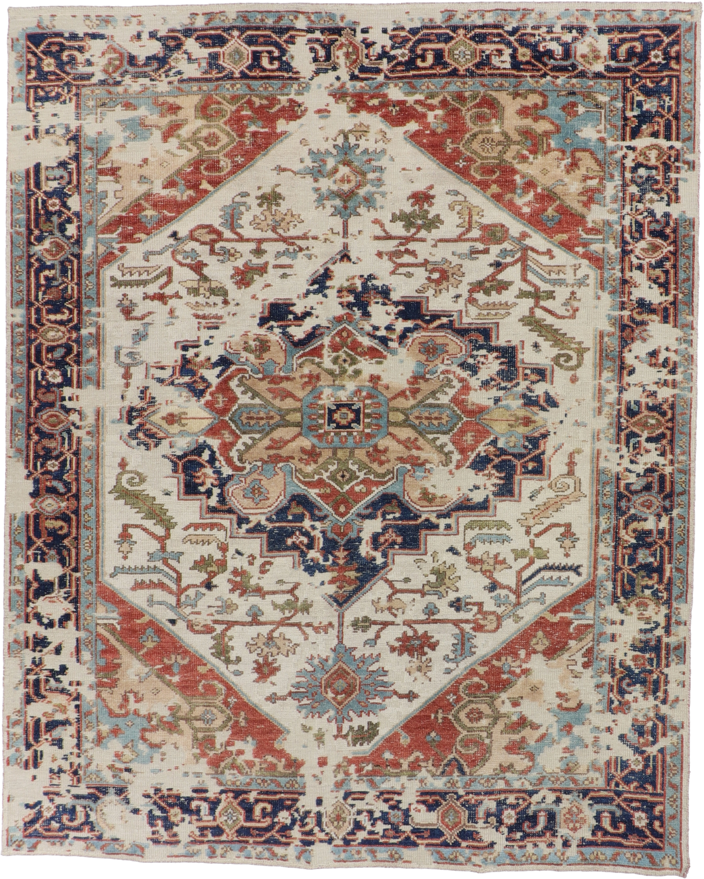 W 9.3 L 11.11 Serapie 100% Wool Hand-Woven All-Over Design - 64132