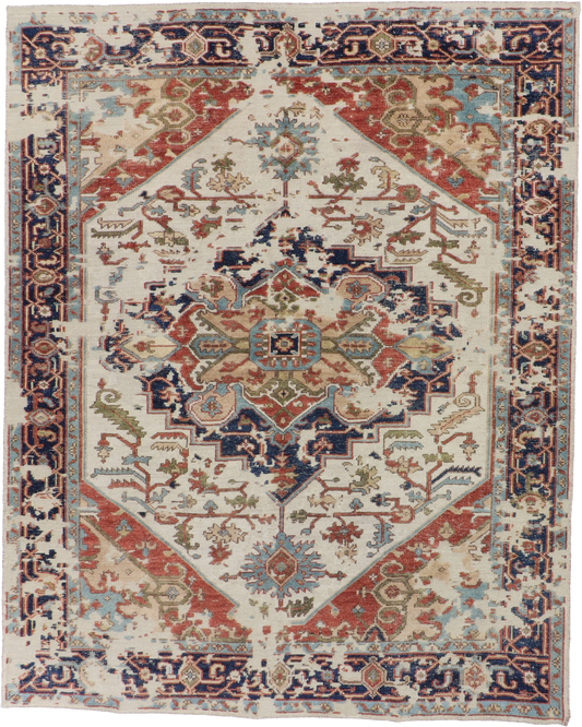 W 9.3 L 11.11 Serapie 100% Wool Hand-Woven All-Over Design - 64132