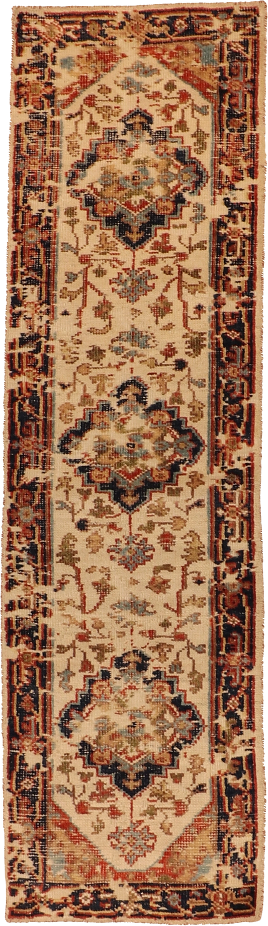 W 2.9 L 9.10 Serapie Runner 100% Wool Hand-Woven Geometric Design - 64137
