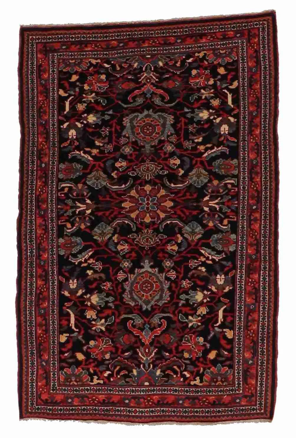 W 2.7 L 4 Sarouk Farahan Antique Runner 100% Wool Handmade All Over Design - 64158