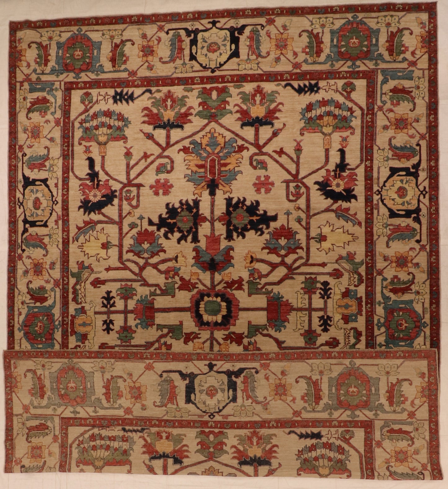 W 9.9 - L 13.8 - Western Fine/Wool All Over Rectangle - Finest Hand-Knotted Quality Wool - 64180