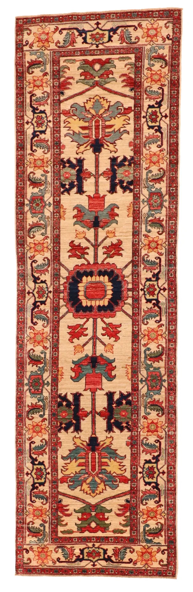 W 2.10 - L 9.8 - Serapie Fine/Wool All Over Rectangle - Finest Hand-Knotted Quality Wool - 64189