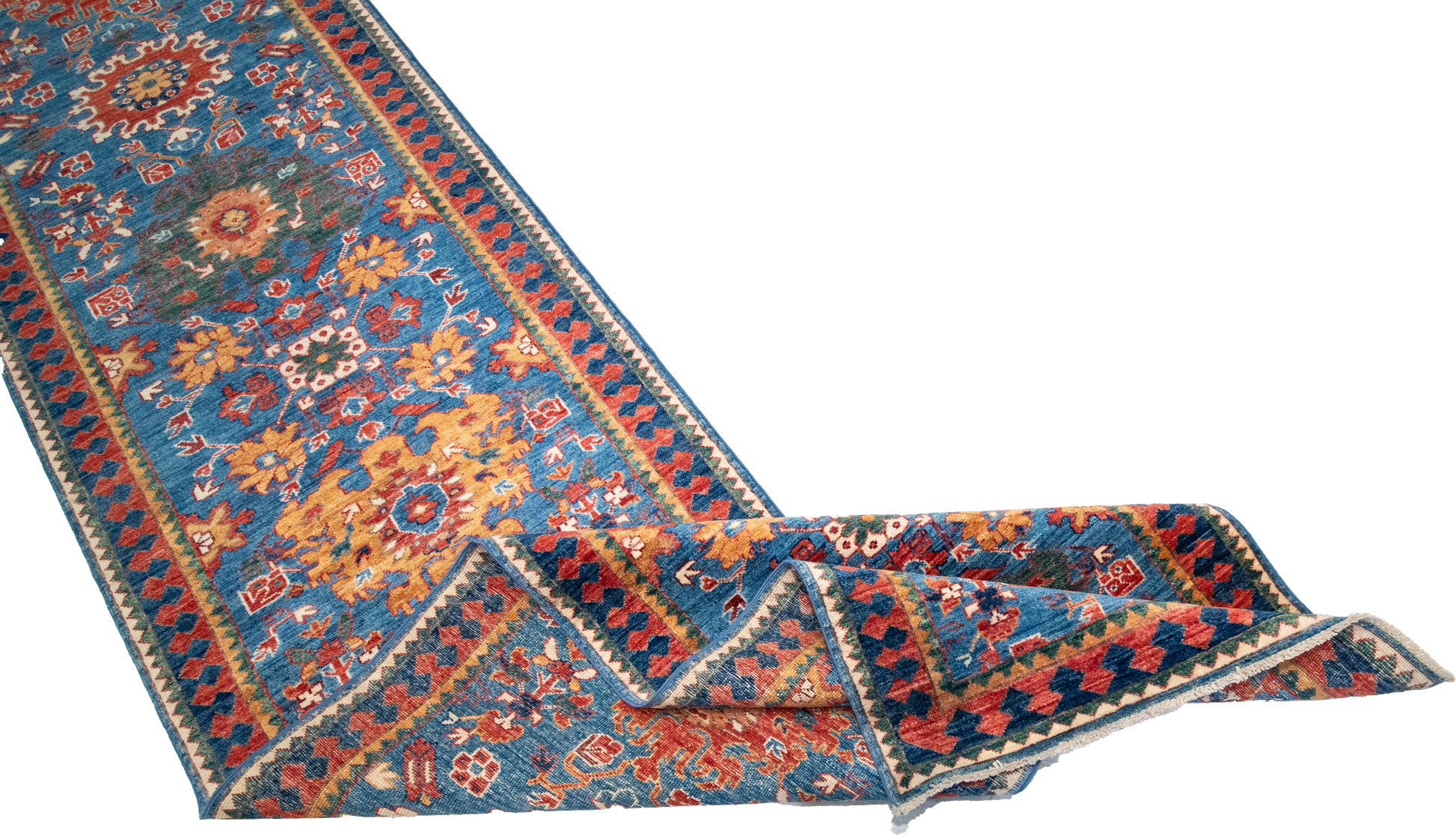W 2.8 L 16.4 Heriz Runner 100% Wool Hand-Woven All-Over Design - 64205