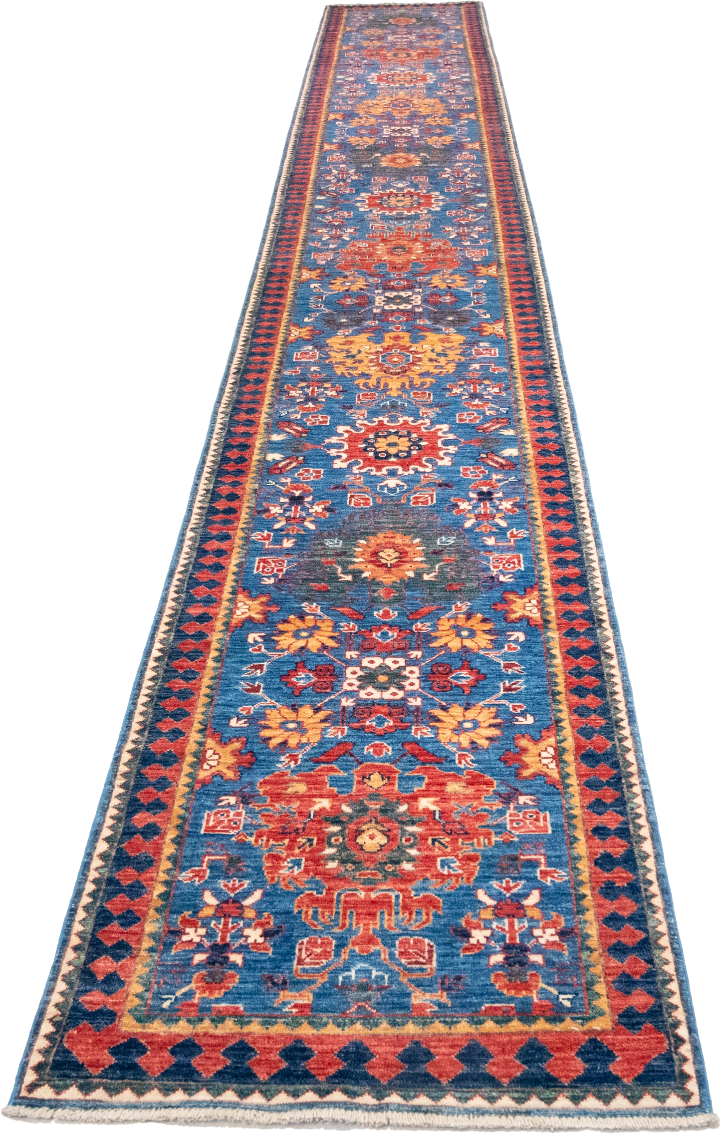 W 2.8 L 16.4 Heriz Runner 100% Wool Hand-Woven All-Over Design - 64205