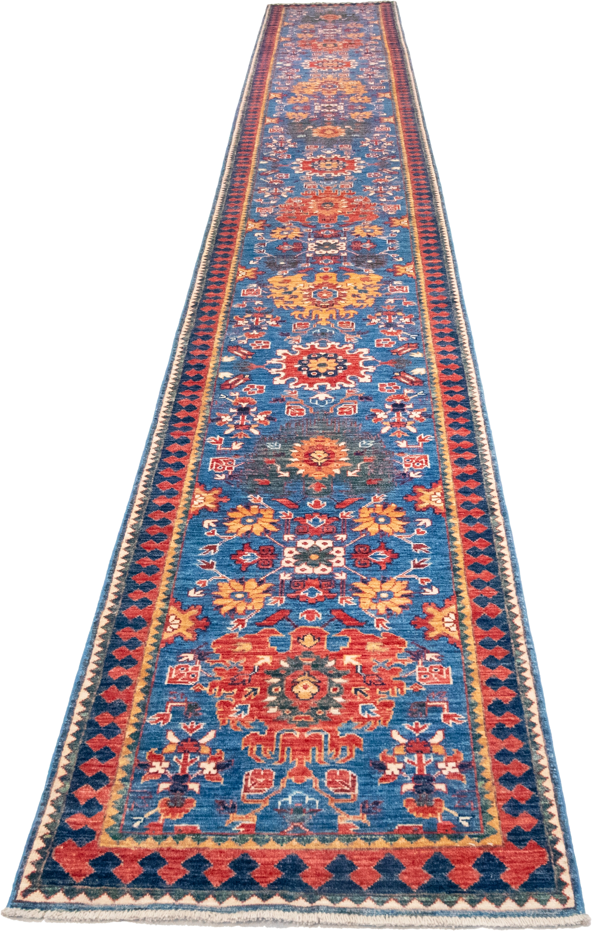 W 2.8 L 16.4 Heriz Runner 100% Wool Hand-Woven All-Over Design - 64205