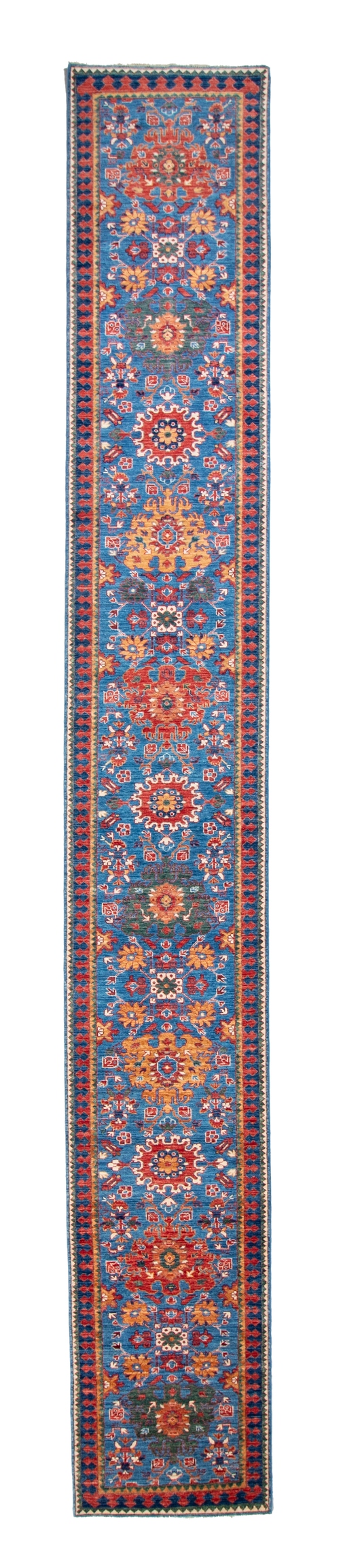 W 2.8 L 16.4 Heriz Runner 100% Wool Hand-Woven All-Over Design - 64205