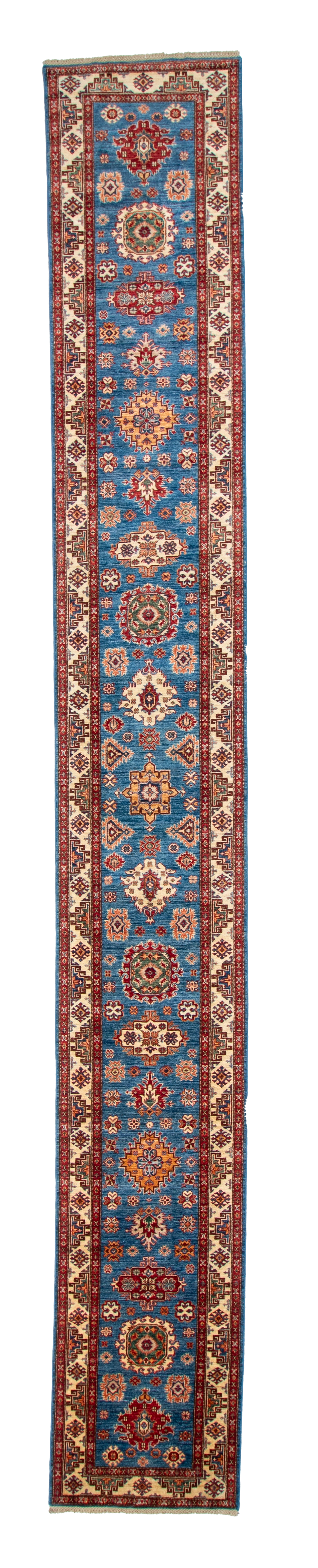 W 2.8 L 20.5 Karajeh Runner 100% Wool Hand-Woven All-Over Design - 64208