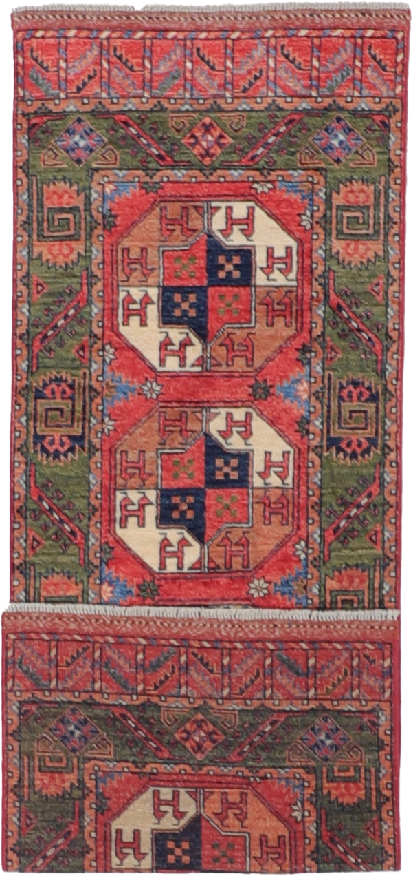 W 2.5 L 7 Turkamen Runner 100% Wool Hand-Woven All-Over Design - 64210