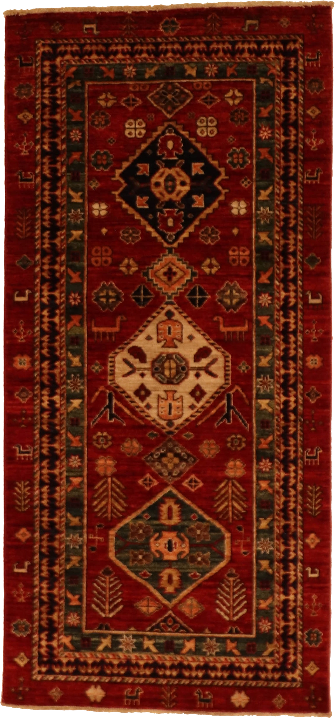 W 2.9 L 6 Lori Runner 100% Wool Hand-Woven All-Over Design - 64212