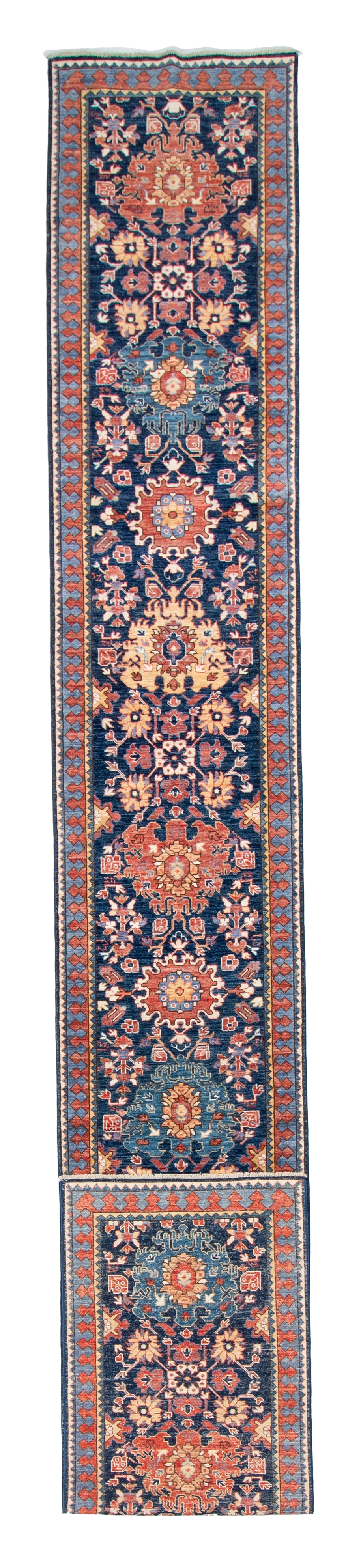 W 2.8 L 19.5 Mahal Runner 100% Wool Hand-Woven All-Over Design - 64217