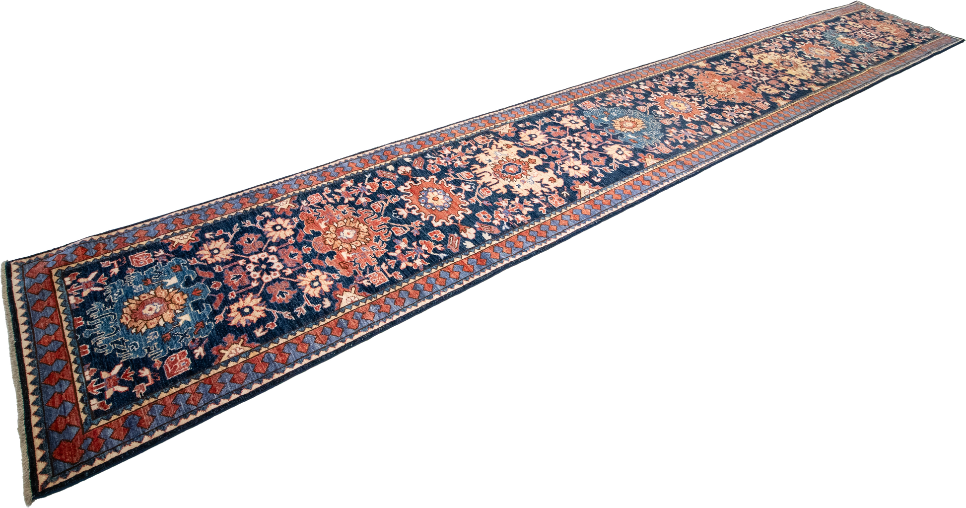 W 2.8 L 19.5 Mahal Runner 100% Wool Hand-Woven All-Over Design - 64217