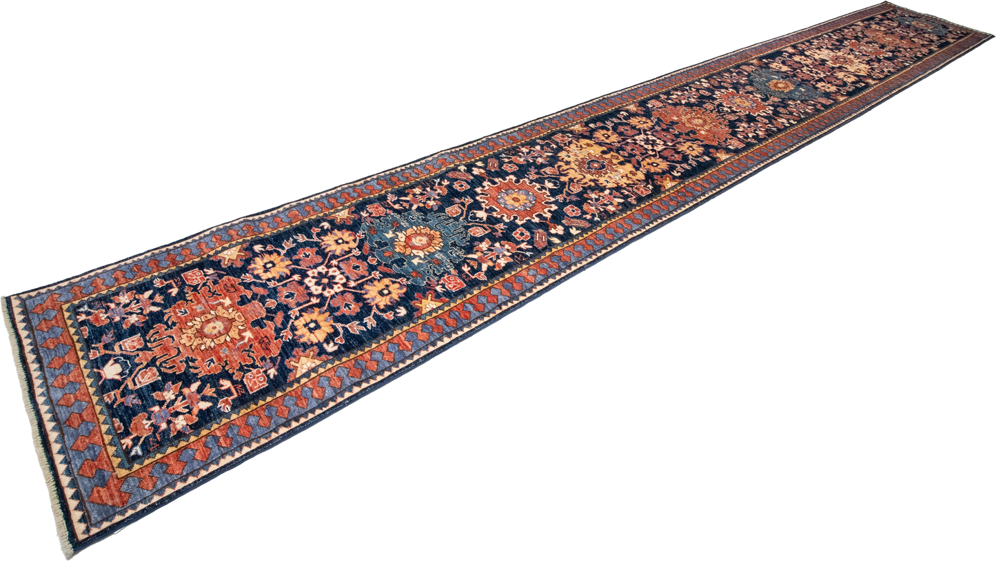W 2.8 L 19.5 Mahal Runner 100% Wool Hand-Woven All-Over Design - 64217