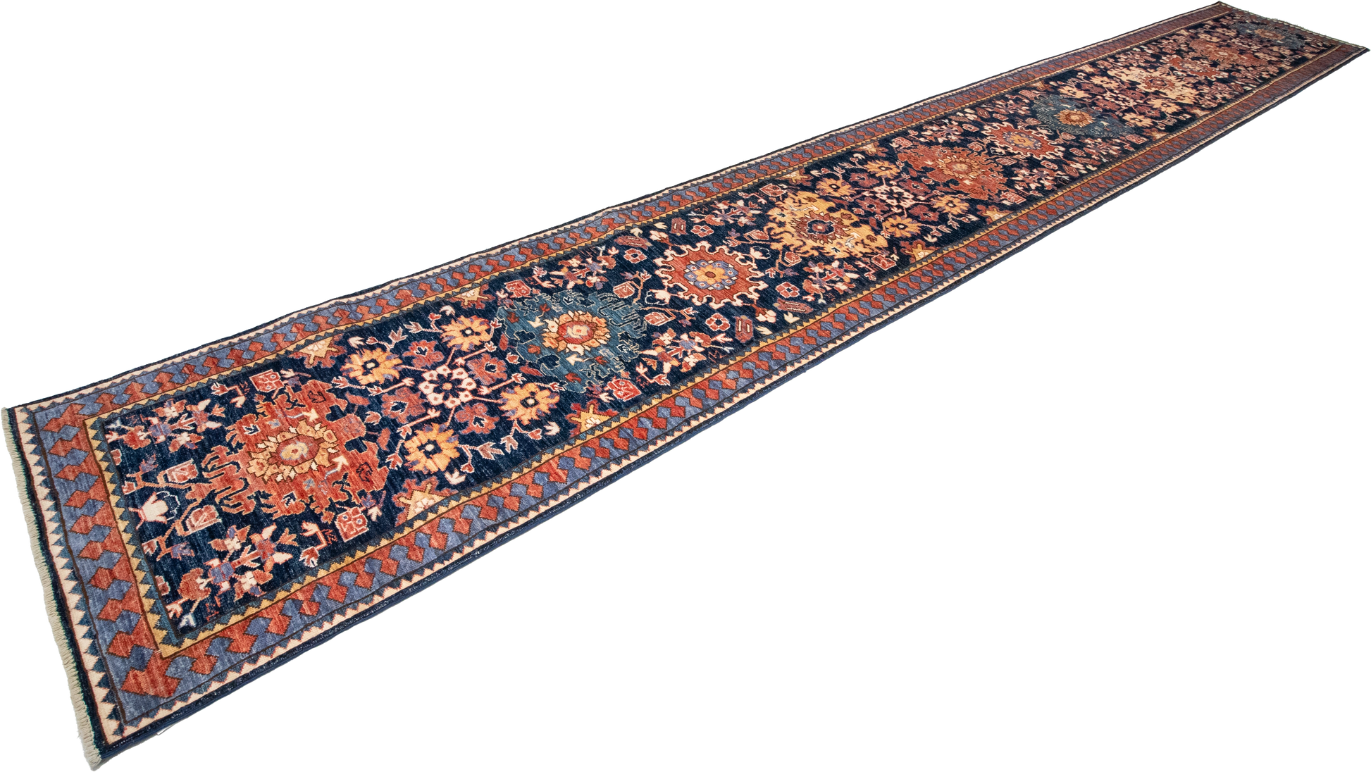 W 2.8 L 19.5 Mahal Runner 100% Wool Hand-Woven All-Over Design - 64217