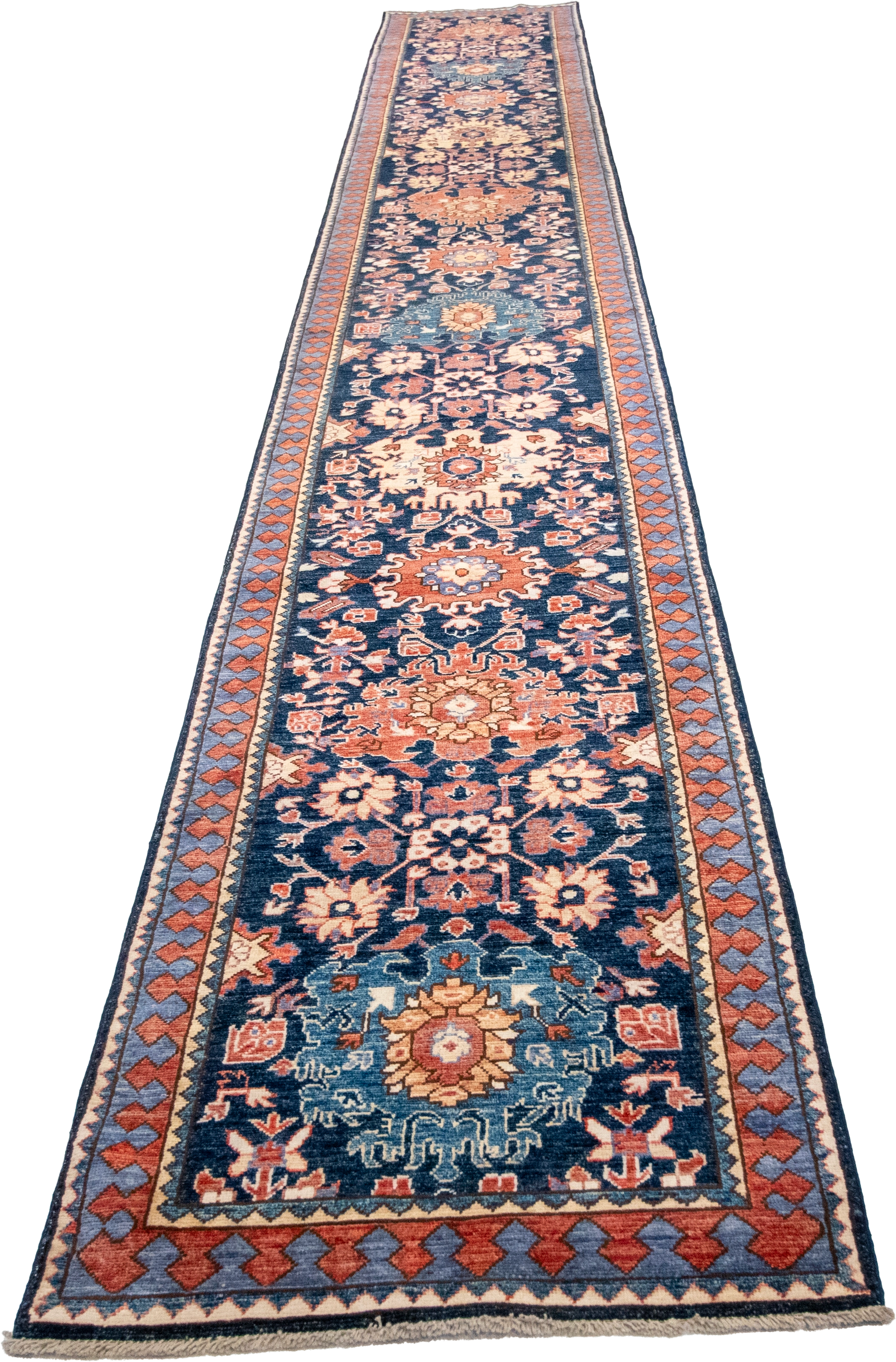 W 2.8 L 19.5 Mahal Runner 100% Wool Hand-Woven All-Over Design - 64217