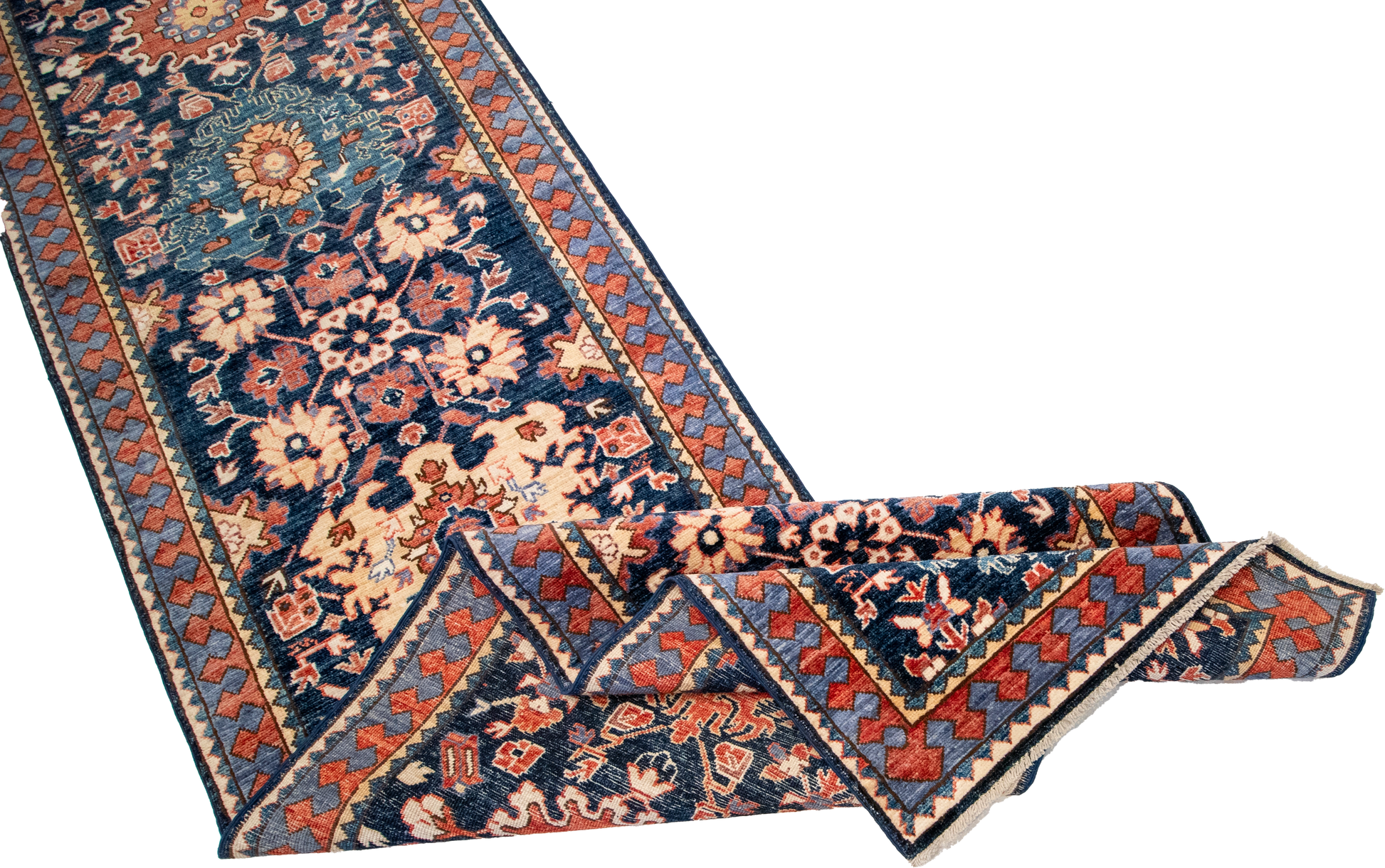 W 2.8 L 19.5 Mahal Runner 100% Wool Hand-Woven All-Over Design - 64217