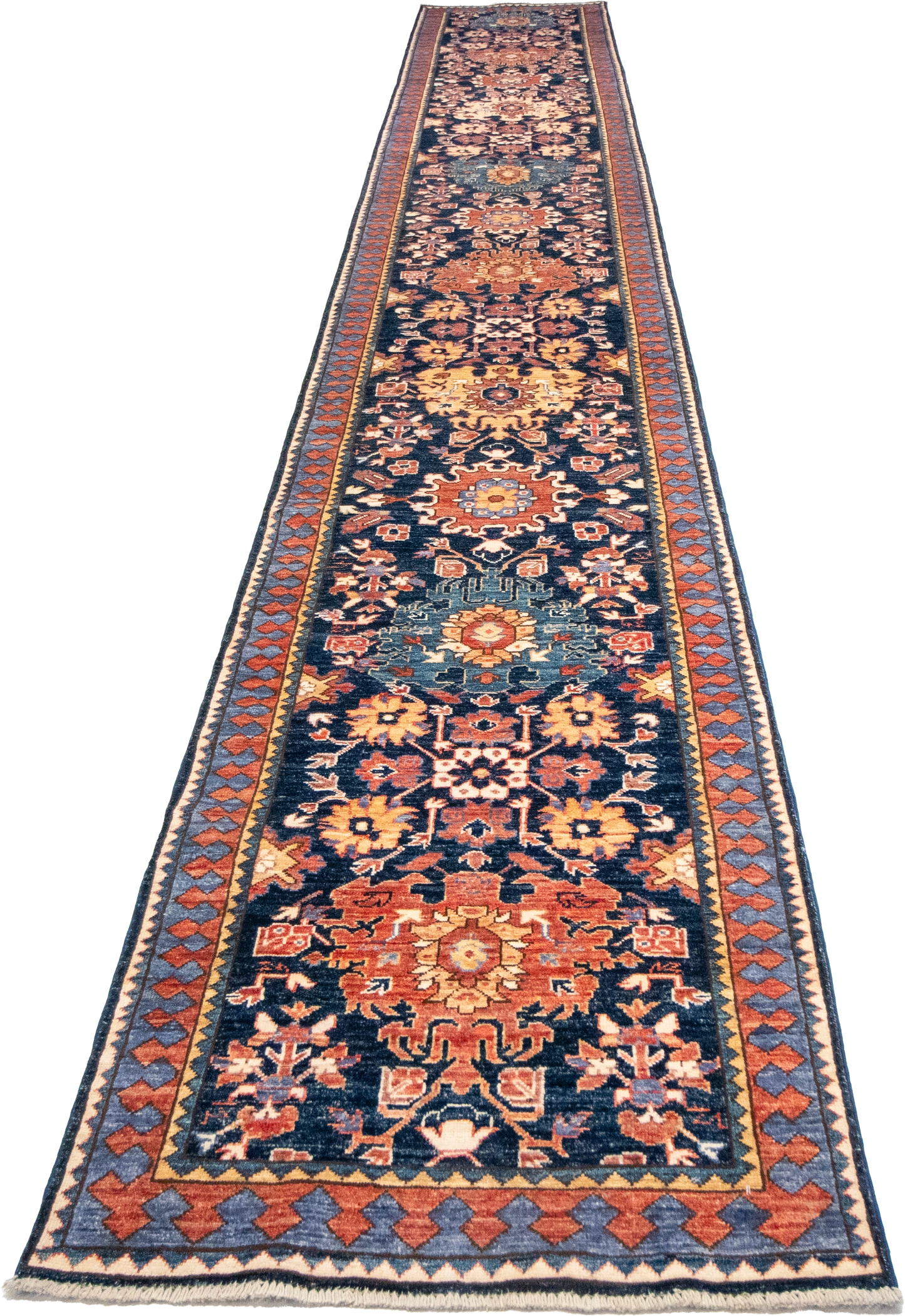 W 2.8 L 19.5 Mahal Runner 100% Wool Hand-Woven All-Over Design - 64217