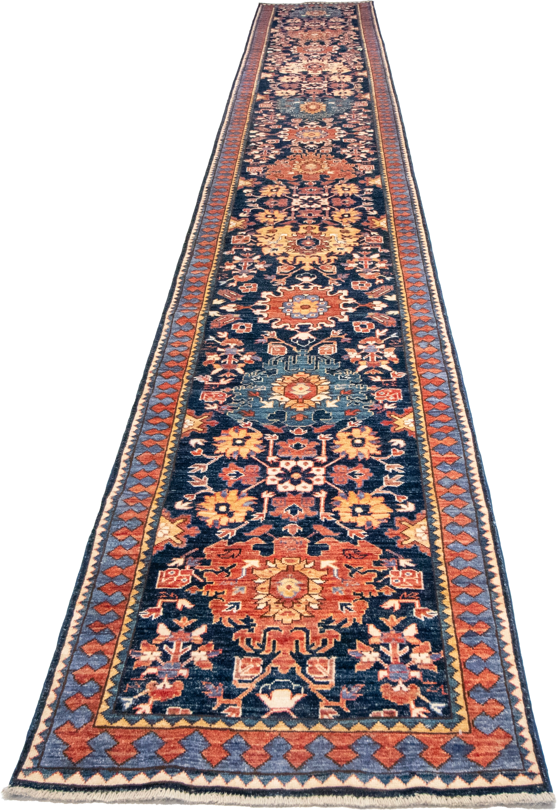 W 2.8 L 19.5 Mahal Runner 100% Wool Hand-Woven All-Over Design - 64217