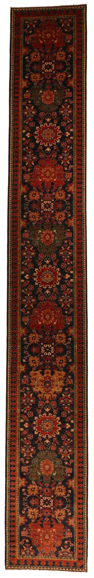 W 2.9 - L 19 - Ziegler Fine/Wool All Over Rectangle - Finest Hand-Knotted Quality Wool - 64218