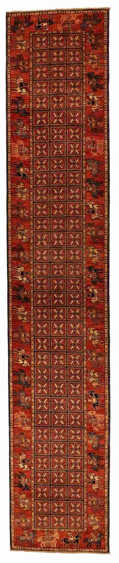 W 2.7 - L 13.7 - Lori Fine/Wool All Over Rectangle - Finest Hand-Knotted Quality Wool - 64222