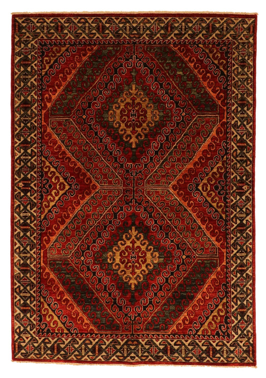 4.1 x 6 - Gegem Wool Traditional Rectangle - Finest Hand-Knotted Quality Wool — 64235