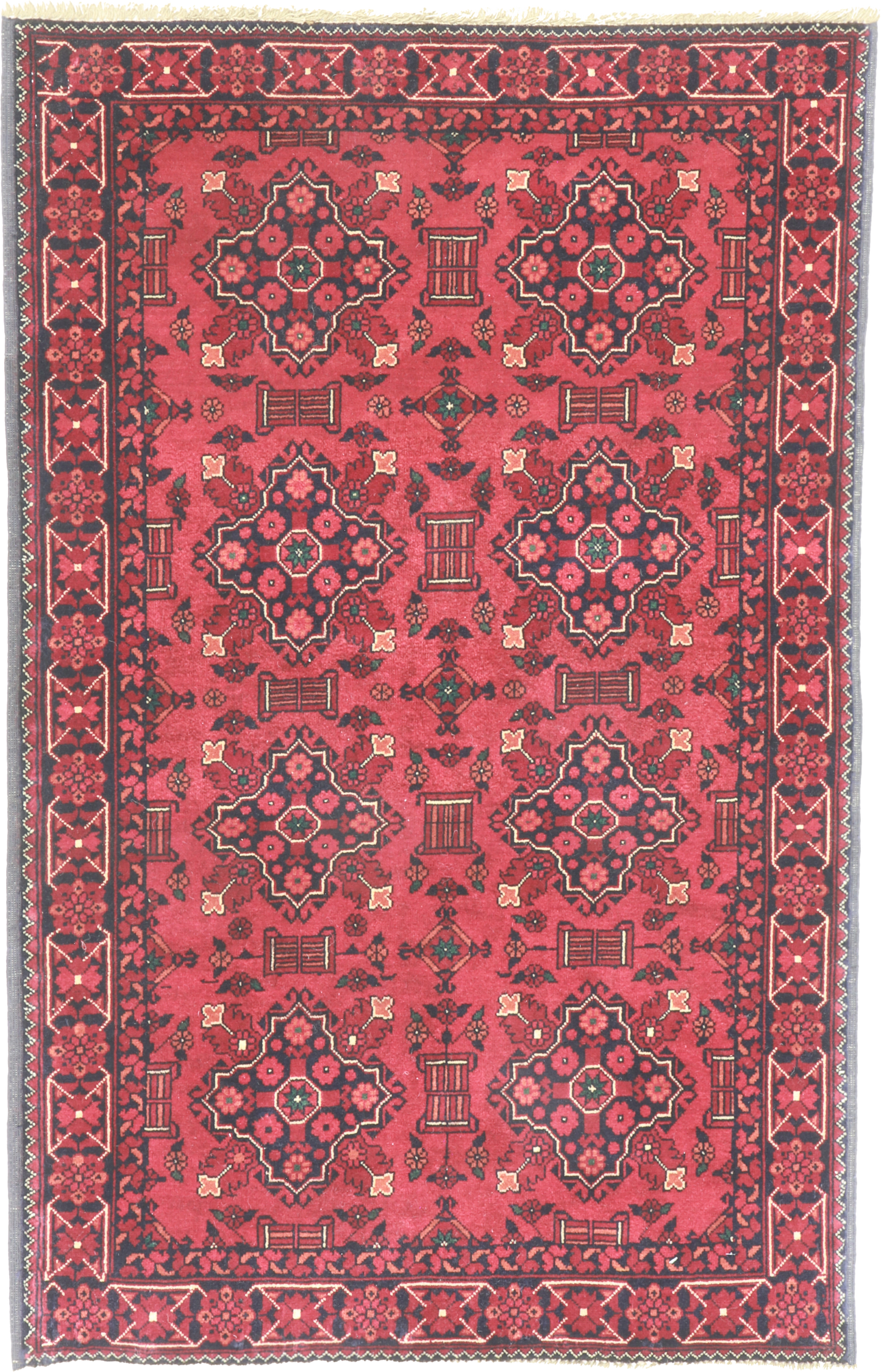 W 2.9 L 4.4 Khan Mohamadie 100% Wool Hand-Woven All-Over Design - 64256